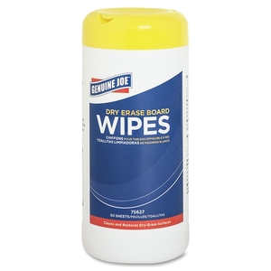 Genuine Joe 75627 Board Wipes, Dry-Erase, Nontoxic/Low-Odor, 50 Wipes/Tub by Genuine Joe