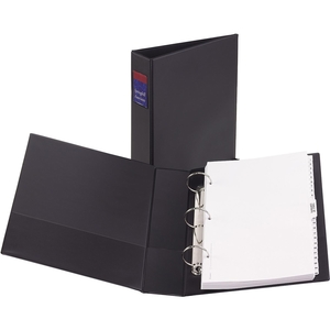 Avery 06401 Round Ring Binder, 3 Ring, 2" Cap., 2 Pkt., 14"x8-1/2", BK by Avery