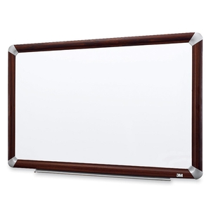 3M M9648FMY Dry-Erase Board, Melamine, 8'x4', Mahogany Frame by 3M