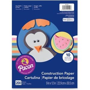 Economy Construction Paper, 9"x 12", 200/PK, Assorted by Pacon