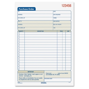 Tops Products DC5831 Purchasing Order Book, 2-Part, 5-9/16"x8-7/16", 50 Sets/BK by Adams