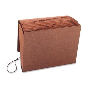 Sparco Products 23682 Accordion File,w/Flap,Jan-Dec,12 Pocket,Letter,12"x10",Brown by Sparco