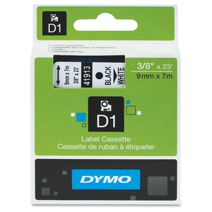 DYMO D1 Electronic Tape, 3/8"x23' Size, Black/White by Dymo
