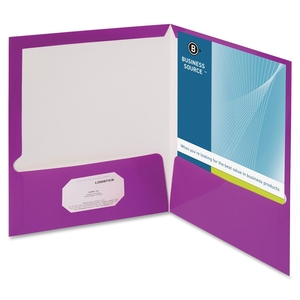 Business Source 44429 Two Pocket Folder, Ltr, 2-Pkts, 100 Shts, 25/BX, PE by Business Source