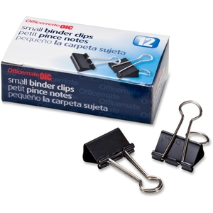 OFFICEMATE INTERNATIONAL CORP. 99020 Binder Clips,Small,3/4"Wide,3/8" Cap, 12/BX, Black/Silver by OIC