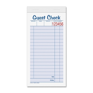 Tops Products 45702 Guest Check Books, 2 Part, 3-1/3"x6-3/8", 50 Sets/BK, 10/PK by TOPS