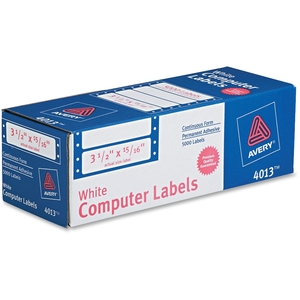 Pin Fed Labels, 1 Across, 15/16"x3-1/2", 5000/BX, White by Avery