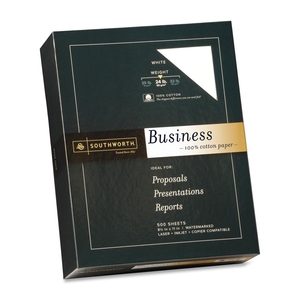 Southworth Company, Agawam, MA 14C Business Paper, Cotton, 24 lb., 8-1/2"x11", 500/BX, White by Southworth