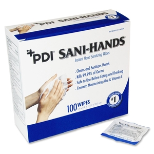 Nice-Pak, Inc PSDP077600 Antimicrobial Hand Wipes, Packets, 5"x8", 100/BX by Sani-Hands