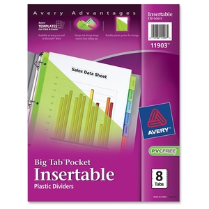 Avery 11903 Pocket Insertable Dividers, Plastic, 8-Tab, Multi-Color by Avery