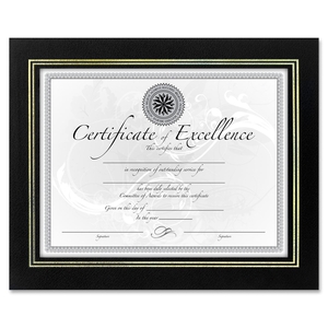 Leatherette Certificate Frame, 11"x8-1/2", Black by DAX
