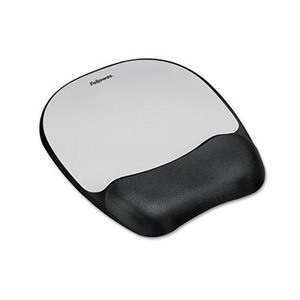 Memory Foam Mouse Pad Wrist Rest, 7 15/16 x 9 1/4, Black/Silver by FELLOWES MFG. CO.