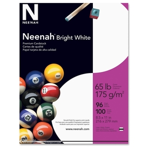 Neenah Paper, Inc 91901 Cardstock Paper, 65 lb., 8-1/2"x11", 100/PK, White by Neenah Paper