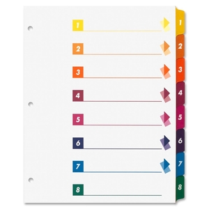 Sparco Products 21909 Index Dividers W/Table Of Contents, 1-8, 8 Tab, 24/ST,Multi by Sparco