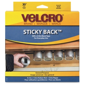 Velcro Industries B.V 91137 Hook and Loop Tape Roll, Sticky Back, 3/4"x30', Black by Velcro