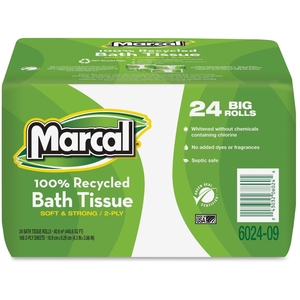 Bath Tissue,2-Ply,6 Packs of 4 Rolls,176 Sheets,24/CT,White by Marcal Small Steps