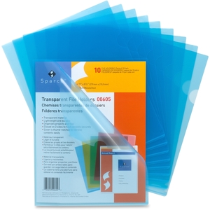 Sparco Products 00605 Transparent File Holders,Water Resistant,11"x8-1/2",10/PK,BE by Sparco