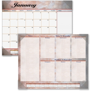 ACCO Brands Corporation 89702 Desk Pad Calendar,12 Month Jan-Dec,17"x22", BY Marble by At-A-Glance