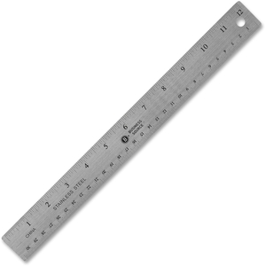 Stainless Steel Ruler, 12" L, Nonskid, Silver by Business Source