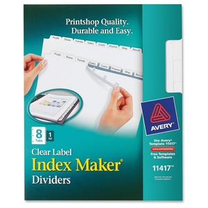 Avery 11417 Index Maker, Laser, Punched, 8-Tab, 1/ST8-1/2"x11",CL by Avery