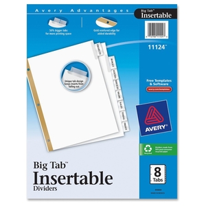 Avery 11124 Insertable Dividers,11"x8-1/2",8-Tab,24/ST,CL / WE Paper by Avery