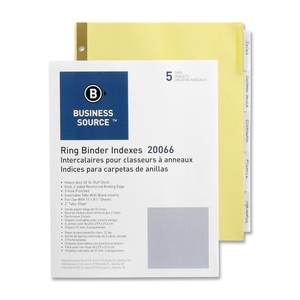 Business Source 20066 Insertable Tab Indexes,5 Tab,11"x8-1/2",Buff Paper/Clear by Business Source