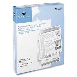 Sparco Products 06121 Copy Paper,92 GE/102 ISO,3HP,20Lb,8-1/2"x11",10RM/CT,WE by Sparco