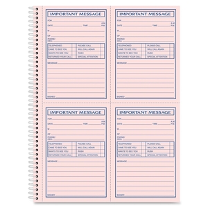 Message Pad, Spiral, Carbonless, 11"x8-1/4", 200 Sets by Adams