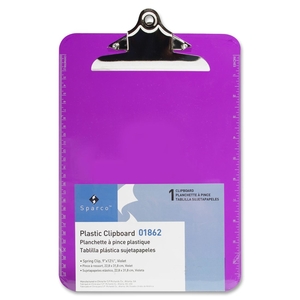 Sparco Products 01862 Transparent Plastic Clipboard, 9"x12", Violet by Sparco