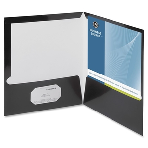 Two Pocket Folder, Ltr, 2-Pkts, 100 Shts, 25/BX, BK by Business Source
