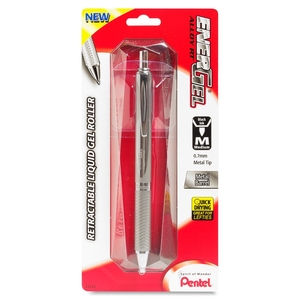 PENTEL OF AMERICA BL407BP Gel Pen,Retract, 7mm,1/CD, Silver Barrel, BK Ink by Pentel