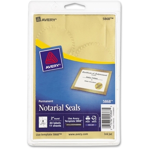 Avery 05868 NOTARIAL SEAL 2" GOLD 42 PK by Avery