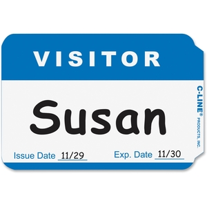 C-Line Products, Inc 92245 Visitor Name Badges, 3-1/2"x2-1/4", 100/BX, Blue by C-Line