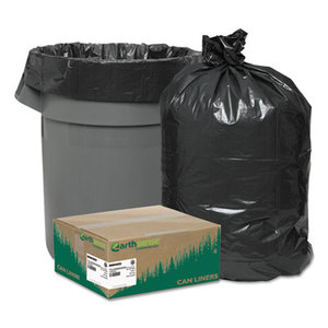 Recycled Can Liners, 40-45gal, 1.25mil, 40 x 46, Black, 100/Carton by WEBSTER INDUSTRIES