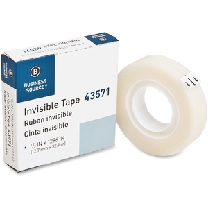 Invisible Tape Refill, 1" Core, 1/2"x1296", 12RL/PK, Clear by Business Source