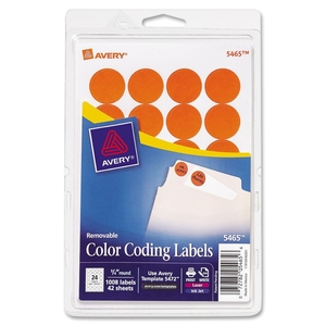 Removable Labels, 3/4" Round, 1008/PK, Orange by Avery