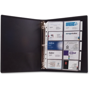 3-Ring Business Card Binder, 100 Card Cap, 8-1/2"x11", Black by Anglers