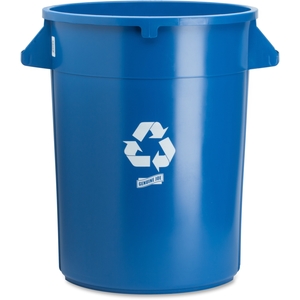 Genuine Joe 60464 Trash Containers, Heavy-duty, 32 Gallon, Blue by Genuine Joe