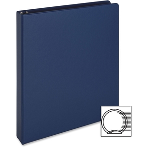 Business Source 09975 Round Ring Binder, 1" Capacity, 11"x8-1/2", Dark Blue by Business Source
