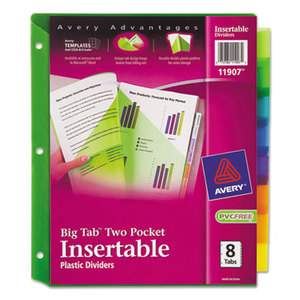 Avery 11907 Insertable Big Tab Plastic Dividers w/Double Pockets, 8-Tab, 11 x 9 by AVERY-DENNISON