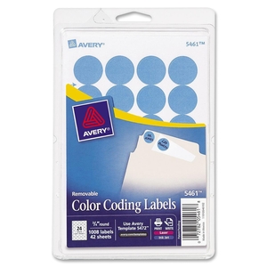 Avery 05461 Removable Labels, 3/4" Round, 1008/PK, Light Blue by Avery