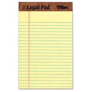 Tops Products 7501 Legal Pad,Jr. Legal Ruled, Top Perf., 50 Sht, 5"x8", CA by TOPS