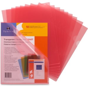 Transparent File Holders,Water Resistant,11"x8-1/2",10/PK,RD by Sparco