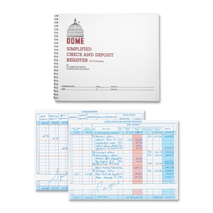 Dome Enterprises 210 Check/Deposit Register, 50 Pages, 10-1/4"x8-1/2", Gray by Dome