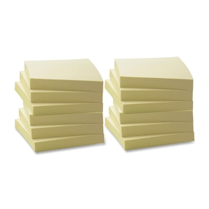 Recycled Adhesive Note Pads, 3"x3", 12/PK, Yellow by Business Source