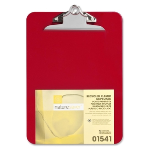 Plastic Clipboard, Recycled, 1" Cap, 9"x12", Red by Nature Saver