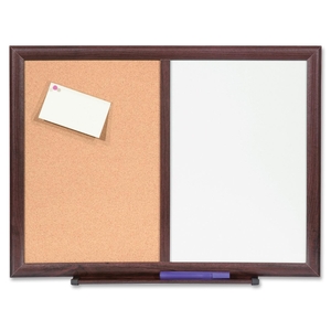 Lorell Furniture 84270 Bulletin Board Combo,Dry-Erase/Cork, 24"x18", Mahogany Frame by Lorell