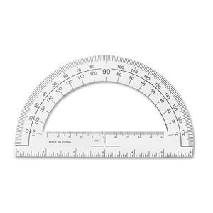 Plastic Protractor, 6" Ruler Base, Clear by Sparco