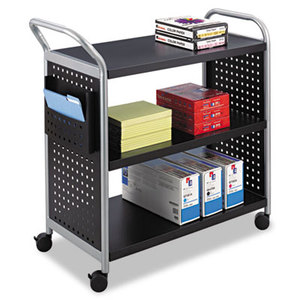 Scoot Three-Shelf Utility Cart, 31w x 18d x 38h, Black/Silver by SAFCO PRODUCTS