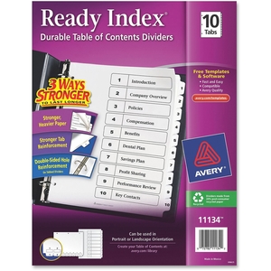 Avery 11134 Index Dividers, Classic, 8-1/2"x11", 1-10 Tab, 1/ST, BK/WE by Avery